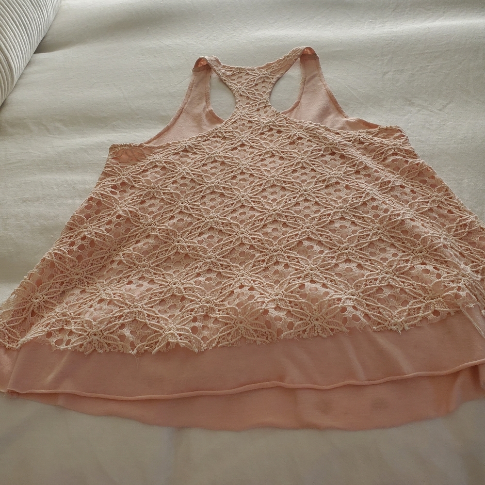 Lace razor back tank peach